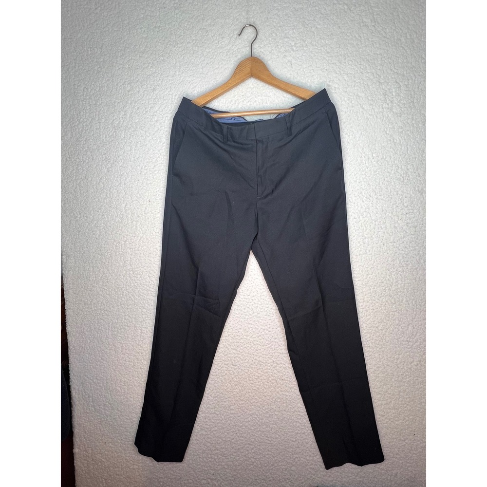 Haggar All Day Comfort Slim Fit Dress Pants Mens 34x32 Black Flat Front Trousers